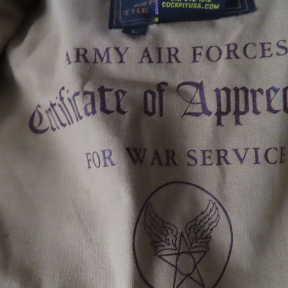 Cockpit USA Mens Flight Jacket Size L Khaki Type A-2 Leather Collar Z29S79 - Picture 7 of 9